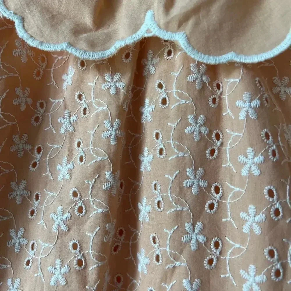 Zara Kids dress embroidered eyelet floral scalloped collar flower toddler peachy